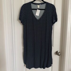 NWT H&M Navy and White Floral Patterned Short-sleeve Dress, 4